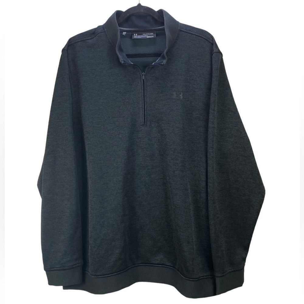 Under Armour Mens Sz XXL Carbon Heather Grey ColdGear Fleece ¼ Zip Storm Sweater
